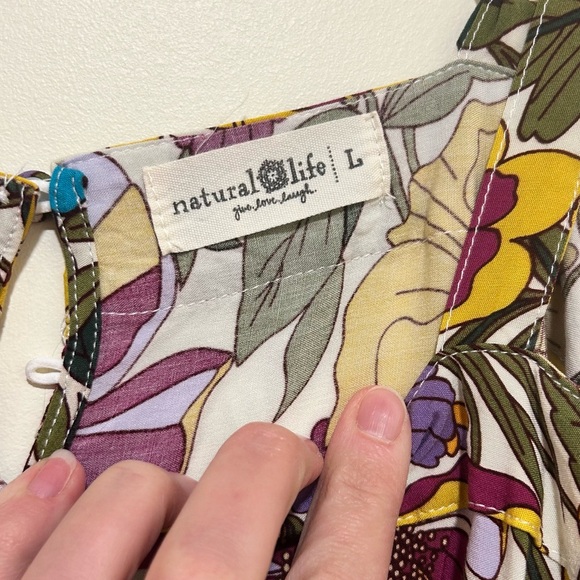 NATURAL LIFE Patti Side Slit Maxi Dress Multicolored Retro Floral Size Large - Picture 5 of 7